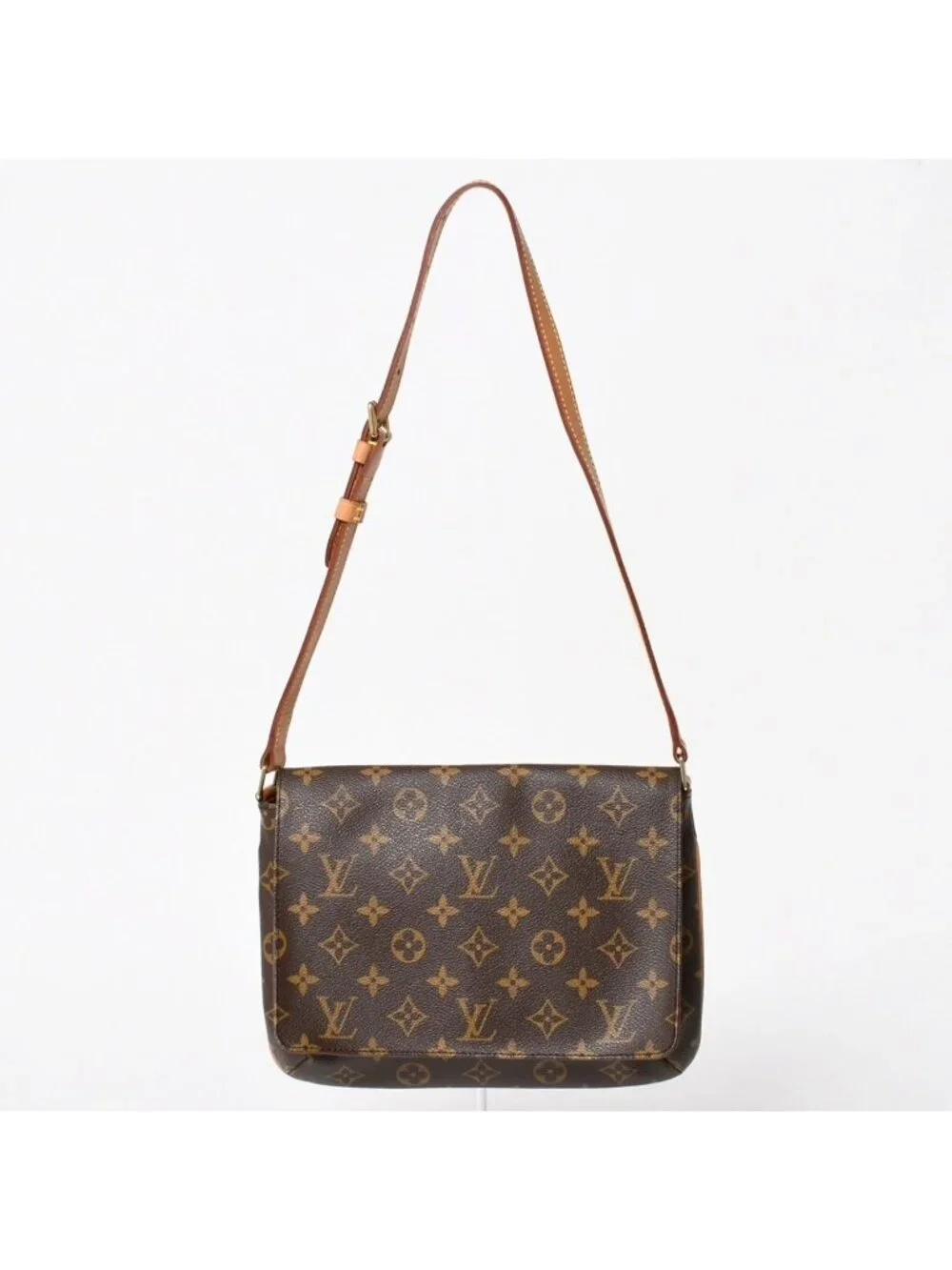Louis Vuitton Musette Tango Shoulder Bag Monogram Canvas Brown Gold